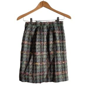 Carlisle Woven Tweed Straight Pencil Skirt Size 2 Plaid Textured Academia Office